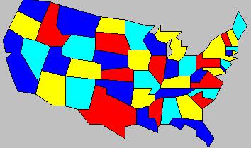 4-coloring of U.S. map: Y.