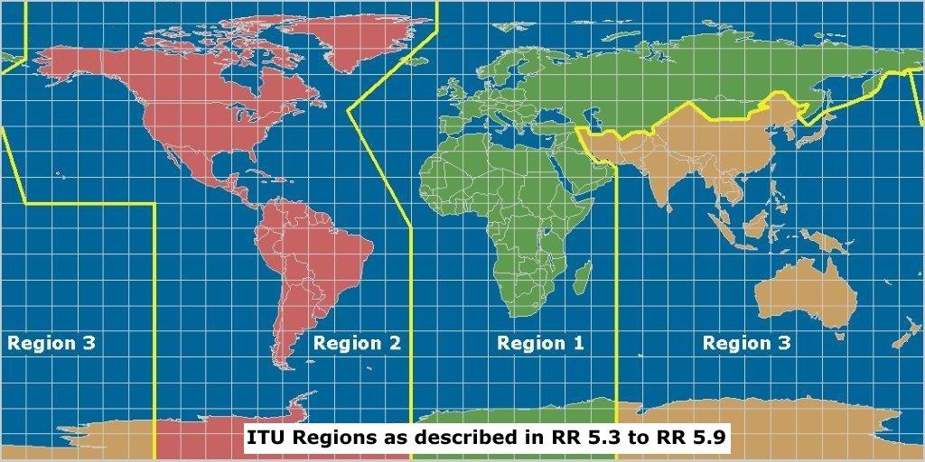 ITU-R Satellite service frequency allocation regions Figure: ITU-R Satellite service