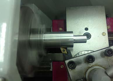 22: The cutting tool in correct position to scratch a line at the end of the taper 6. Rotate the chuck by hand. Start the machine at range of (500 800 RPM).