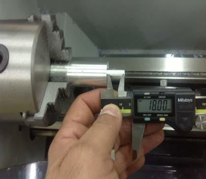 diameter = 18.5 mm (0.5 mm over size in diameter will be cut by a finishing cut). Stop the machine. 11. Adjust the speed to (range of 800 1100 rpm) for finishing. Adjust the feed to (0.1 0.