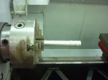 Do not permit small-diameter work to project too far from the chuck without support from the tailstock.