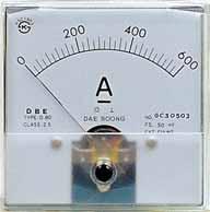 D- Ampere Meter The types of operating principle of ammeter are the moving coil type. D- Features For higher ranges than 5A, use external shunt with a mv(mv) instrument. When D.