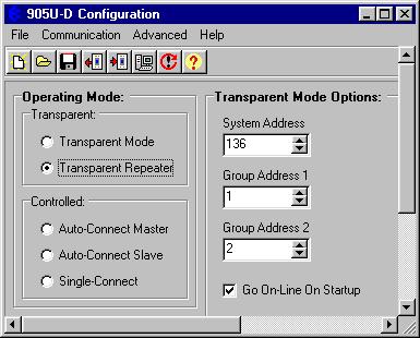 Chapter Four Configuration Modifying an existing configuration If you read a configuration from a module or a saved file, the program will display the configuration parameters.