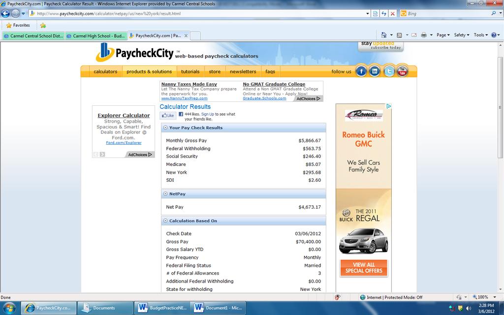 DEATH AND TAXES There are only two things certain in life: death and taxes. How much money are you actually going to take home a month? STEP 1: Go to the following website: http://www.paycheckcity.
