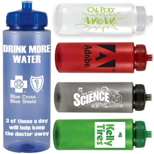 Item T: 32 oz. WATER BOTTLE Description: 32 oz. US made water bottle - Aqua Sport Straight. BPA free PETE sports water bottle. Crystal clear water bottle. Made in the USA.