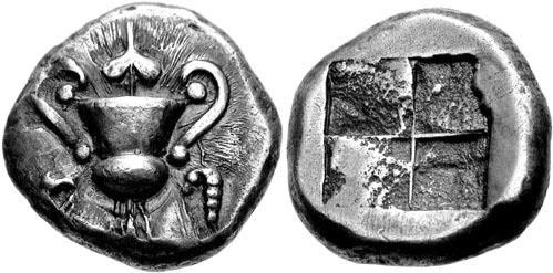 The Wreath of Naxos and Some Thoughts on an Unwreathed Wreathed (?) Archaic Naxian Stater in ACANS Figure 3. Enlargement of Figure 1a. Figure 4 (a) and (b). Unwreathed Naxian stater.