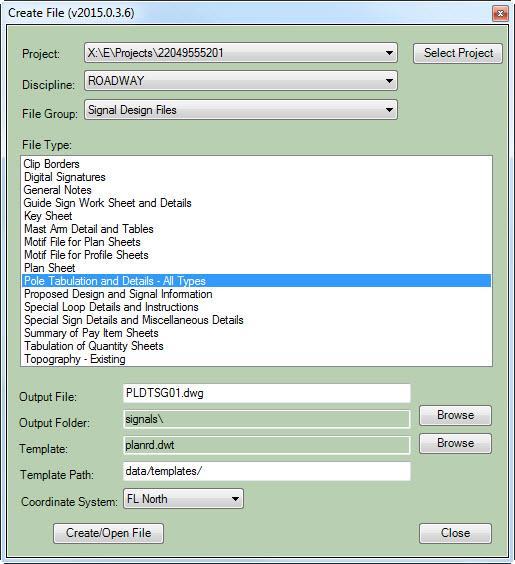 Chapter 9 SIGNALIZATION TOOLS - Creating View Frames For Signal Plan Sheets Create New File 1. Using the Create File application from the FDOT Ribbon, select Create File. 2.