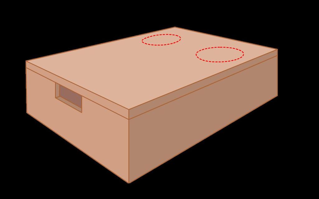 Drill Soundholes into Box- Page 1 Locate two holes, greater than 1" in diameter, above and below the neck, forward