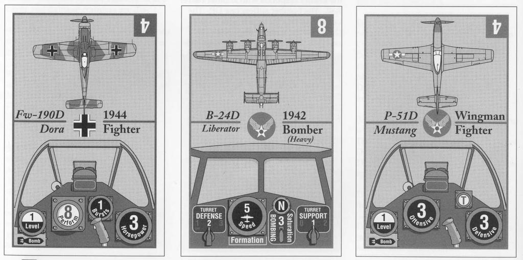 draw 3 defensive cards: Maneuvering, Out of the Sun (2/3), and Full Throttle. The Leader plays his IMS (3/3), the bomber plays an Out of the Sun (2/3) and the Leader cannot respond.