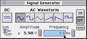 ν = 1 T = 1 2π Theoretical Natural Frequency = Hz 2. Adjust the Amplitude and Frequency in the Signal Generator window.