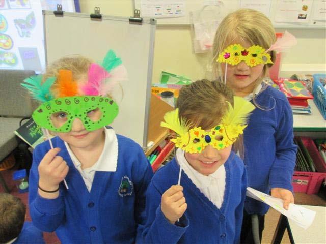 Here the children made their own masks and designed pancakes.