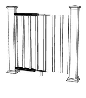 Method does not require spacer blocks between spindles, requires pre-drilling of the metal insert, and the top and lower rail profiles are identical.