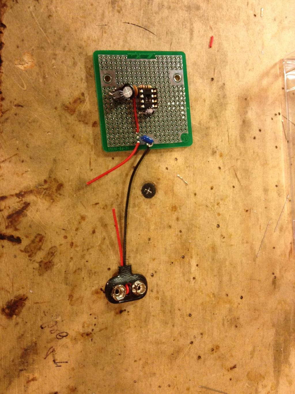 Step 8b - Topside of 9V Clip Cut the red wire,