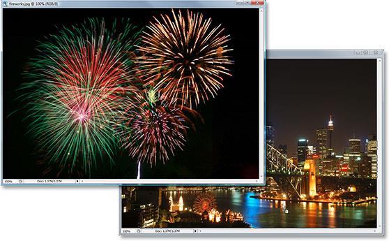 Open both images in Photoshop so that each one is in its own separate document window on the screen.
