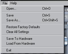 Save - opens a File save dialog allowing selection of a location into which your Saffire MixControl set-up can be saved. Subsequent saves overwrite the original file.