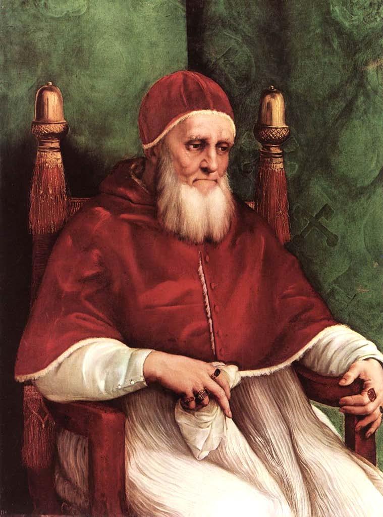 Portrait of Pope Julius II (1511-1512) (painted by Raphael) More concerned with politics than with