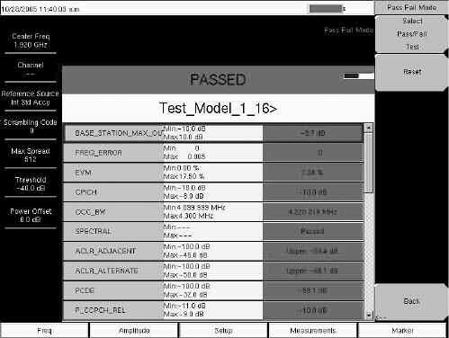 In this mode, UMTS Master saves the five test models covering all eleven test scenarios, or test conditions for base station conformance testing, specified in the 3GPP standard.
