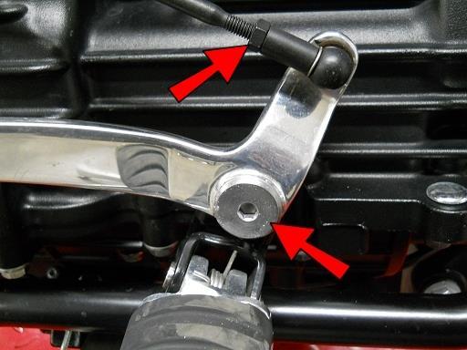 On the shifter side, loosen the locking nuts on BOTH ends of the linkage.