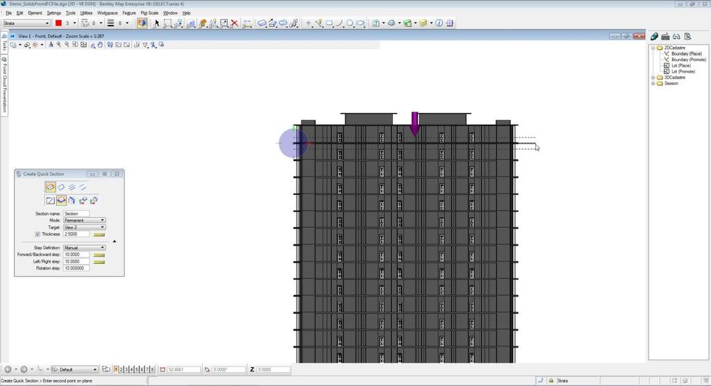 3D Lots Creation from BIM model (1) BIM model is interoperable in Bentley Map using the industry standard format, namely IFC.
