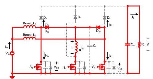 In Mode12 the operation of the interleaved boost topology is identical to that of the conventional boost converter.