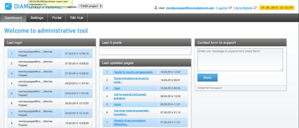 Figure 3: Content Management System - Dashboard 5.3. Face- to- face interaction 5.3.1.