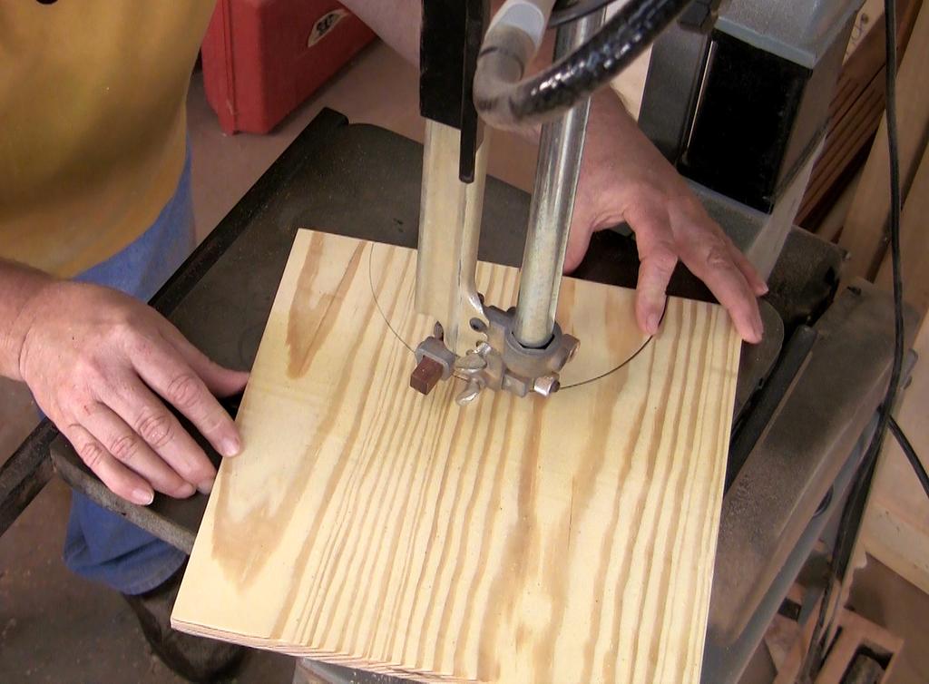 instead of cut, the surface. After the half-circles are laid out on the ends, a quick trip to a bandsaw cuts out the waste. Clean up is simple if you stay close to your line. pattern.