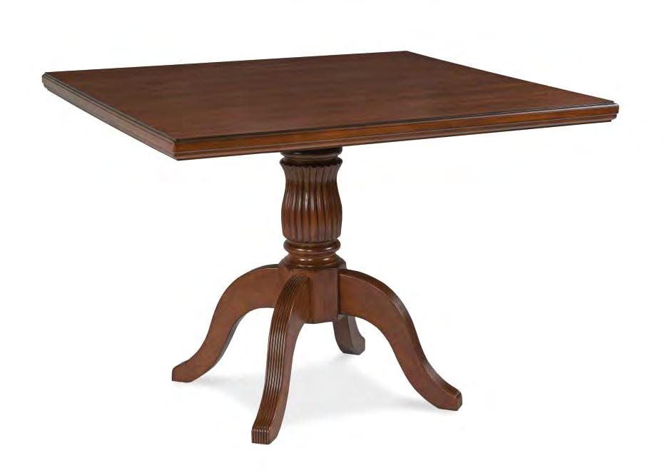 8142-15 Round Dining Table W42 D42 H30-1/2 Available in Mahogany fi nish only. Features a high pressure laminate top and a solid wood edge.