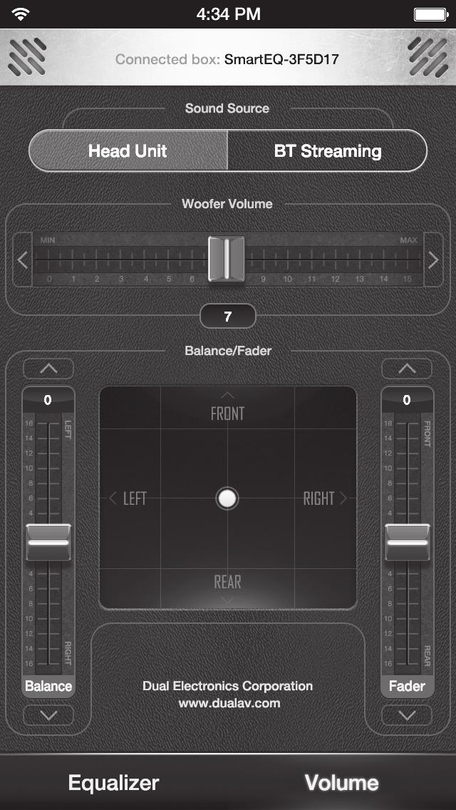 Using Application Smart EQ App All of Smart EQ's settings and configurations can be accessed and controlled by Smart EQ app (available on itunes App Store and Google Play Store) on a Bluetooth