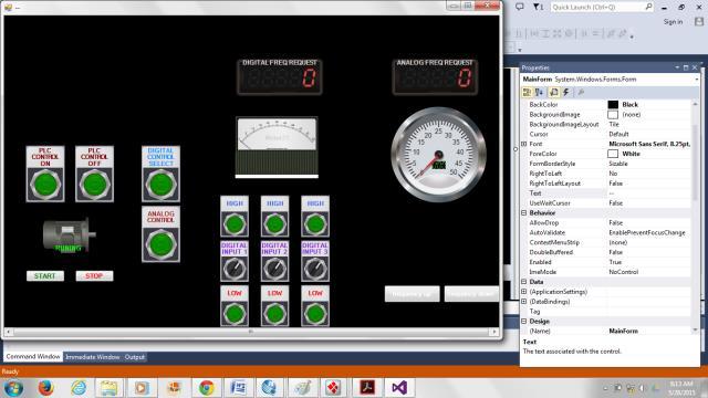 Programming the PLC using RSLogix 500 2.7 Human Machine Interface Configuration Visual Studio 2013 is used to fabricate the Human Machine Interface (HMI) application as shown in Figure 8.