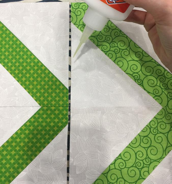 Repeat steps 1-20 with Fabric A and Fabric D to complete 4 blocks. 23.