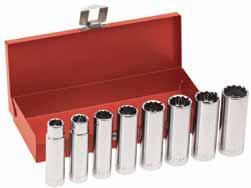 Socket Wrench Sets 8-Piece 1/2-Inch Drive Deep-Socket Set 12-Piece 1/2-Inch Drive Socket Wrench Set 65514 Set consists of the following pieces: Eight 12-point deep
