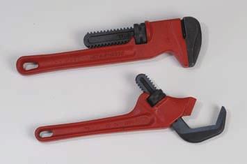 4.9 SMOOTH JAW WRENCHes Large capacity wrenches for geometric and delicate work R110HEX works for hex-shaped fittings on meters, drains, spuds and chrome valves without damage from teeth.