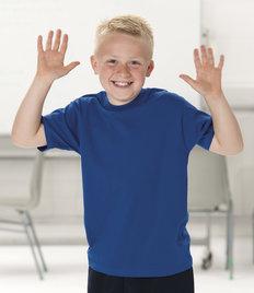 180B Jerzees Schoolgear Kids T-Shirt 100% ringspun cotton. Shoulder to shoulder taping. Front cover seaming on collar.