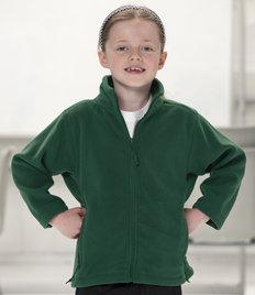 8700B Jerzees Schoolgear Kids Outdoor Fleece Jacket 100% polyester. Anti-pill, dense, compact pile fleece. Unlined. Panel design with cover stitching detail. Collar high full zip.