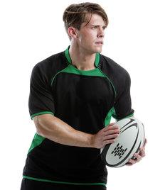 K994 Gamegear Cooltex Team Rugby Shirt 100% polyester Moisture wicking fabric allows you to stay cool, dry and comfortable. Contrast self fabric fused stand up collar.