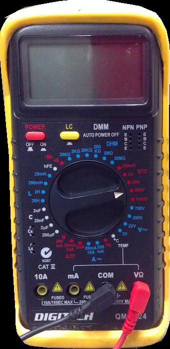 Here is our digital multimeter. We will use this for measuring voltage.