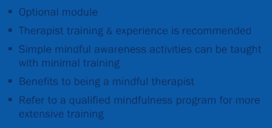 Mindfulness in ITCT-A Optional module Therapist training &