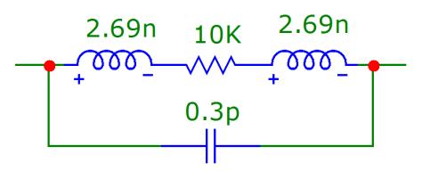 69 nh An equivalent model for the resistor is