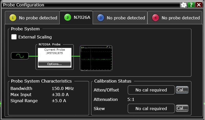 Figure 3 N7026A probe auto-recognized on an Infiniium oscilloscope on connection NOTE Immediately after powering on, this probe may be subject to an appreciable offset drift due to the effect of