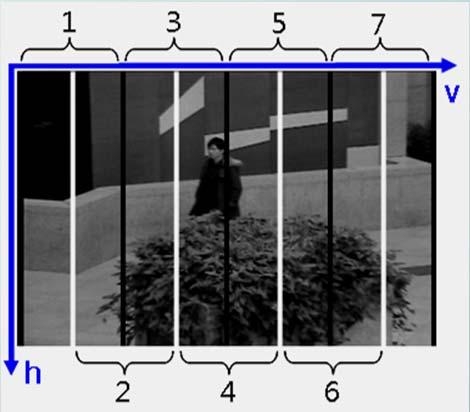 Projection profiles of sub-images are less distorted than those of the whole image when the proportion of a moving object