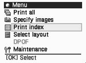 Printing an Image List - Print Index You can print a list of all images saved in the memory card known as an index print. 1 Prepare to print. (1) Turn on the printer and load the paper.