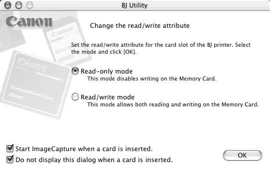 1 Ensure that the printer and the computer are turned on. 2 Start the BJ Utility. (1) Ensure that no memory card is inserted in the card slot. If a memory card is inserted in the card slot, remove it.