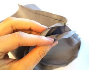 Now, do the same with the bottom edge of your lining fabric, but DON'T sew