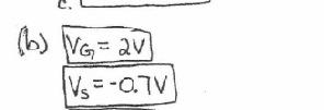 4. Use: V t =2V k n (W/L)=4mA/V 2 λ=0 V I = 100.002sin(20t) For DC analysis, assume that the capacitors act as open (d) Solve for the DC currents: a. I 1 b. I D c.
