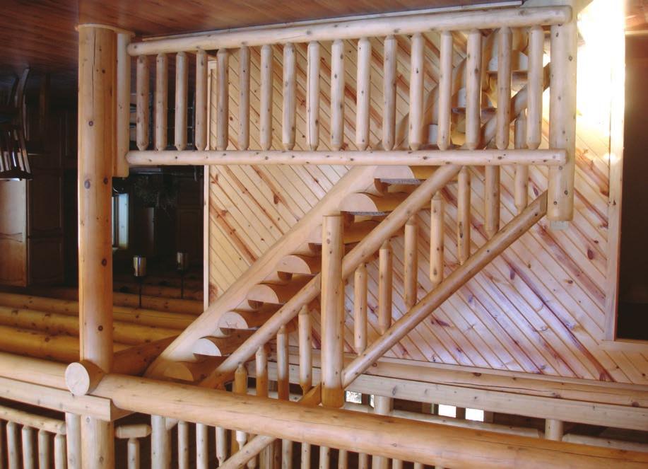 Log Railing Systems White Cedar Hand Peeled Appearance Interior or Exterior Use Square Cut Ends or Tenoned (Custom Fit) Available for decks, lofts and stairs