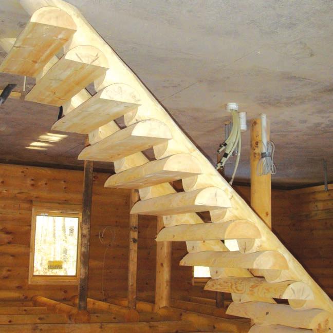 Log Staircases Vendor Part Number 3010401001 White Pine - Rustic Hewn Two 10 Notched Log Stringers 11 Half
