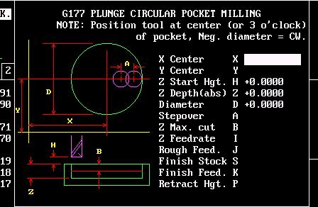 High lite plunge pockets press lunge Circular ocket G177 Center Center Start Hgt. epth (abs) iameter Stepover Max.