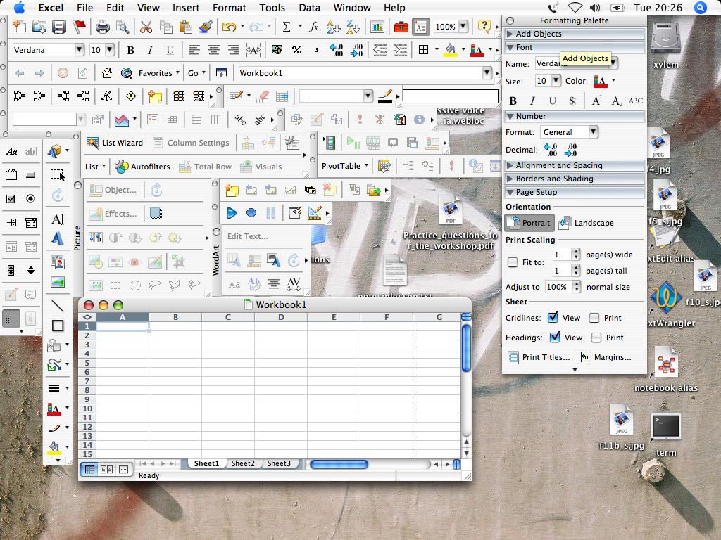 Plotting scientific data in MS Excel 2003/2004 The screen grab above shows MS Excel with all the toolbars switched on - remember that some options only become visible when others are activated.