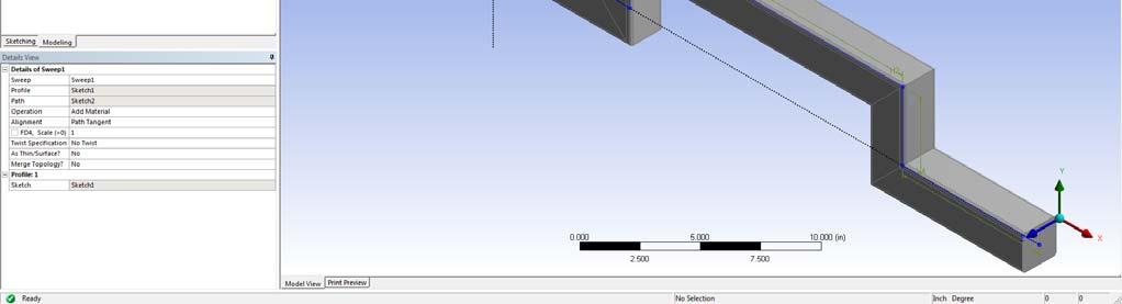 The Geometry of the 3D bar is now complete in the model. Continue modeling by opening the Mechanical Model window by double-clicking on Model in the main ANSYS window.