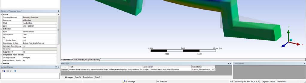 If you get an Assignment error at this point, you need to assign Lafayette Steel as the material for the model either as the default in Property Data or to the Bar element in the Mechanical window.